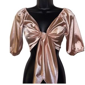 Pastel Pink tie front crop top